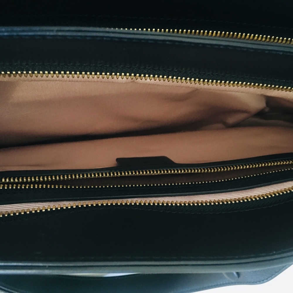 New Authentic Gucci Large GG Leather Top Handle Bag Black Gold - Picture 13 of 15